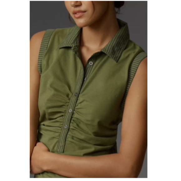 Anthropologie Pilcro Varsity Polo Tank NWT Color: Dill Size: M - Picture 3 of 8